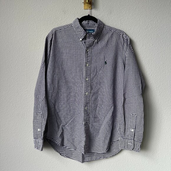 Ralph Lauren Classic Fit Purple White Gingham Button Down Shirt Size L - Picture 1 of 4